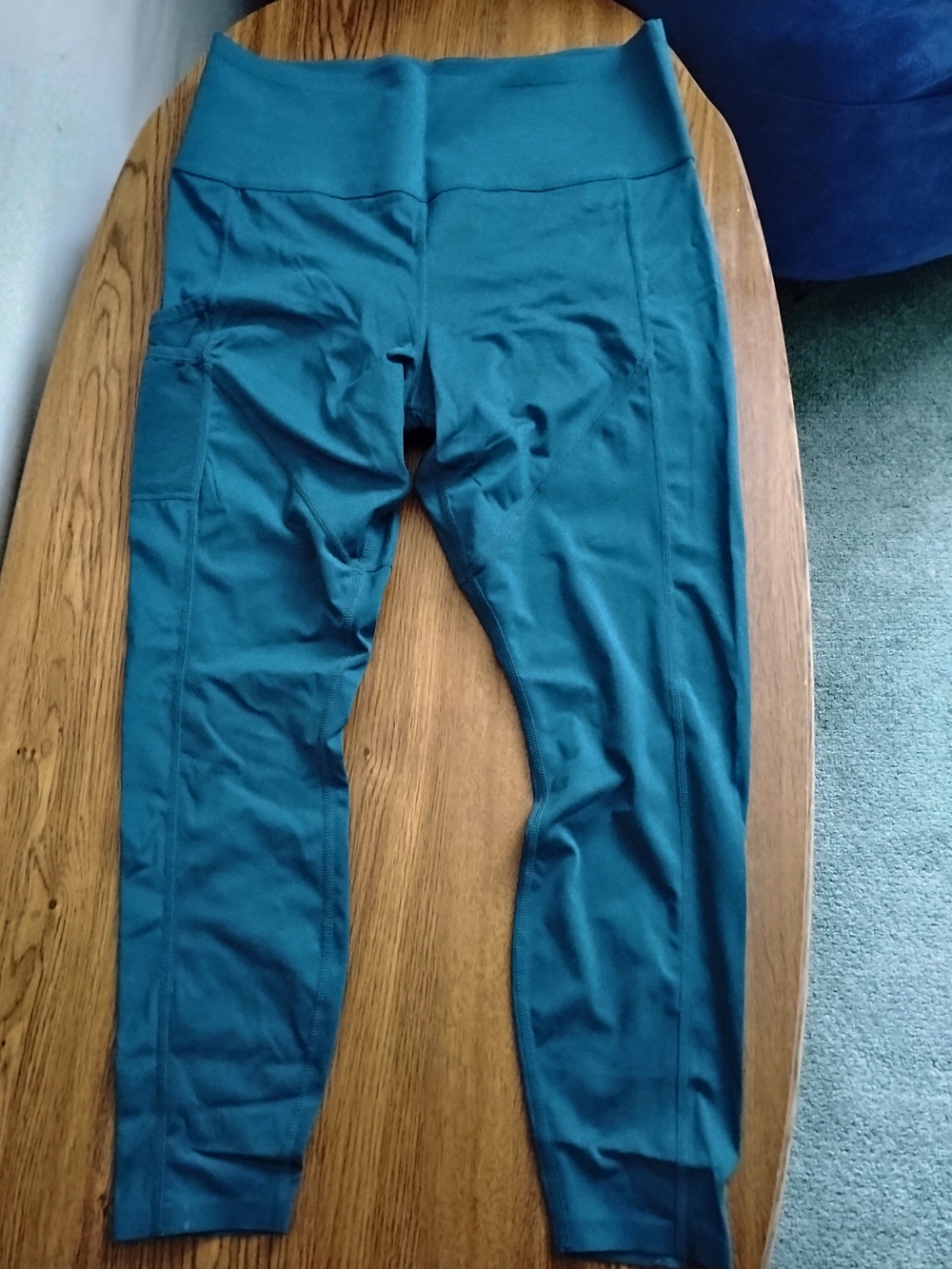High-Rise Teal Active Leggings with Side Pocket